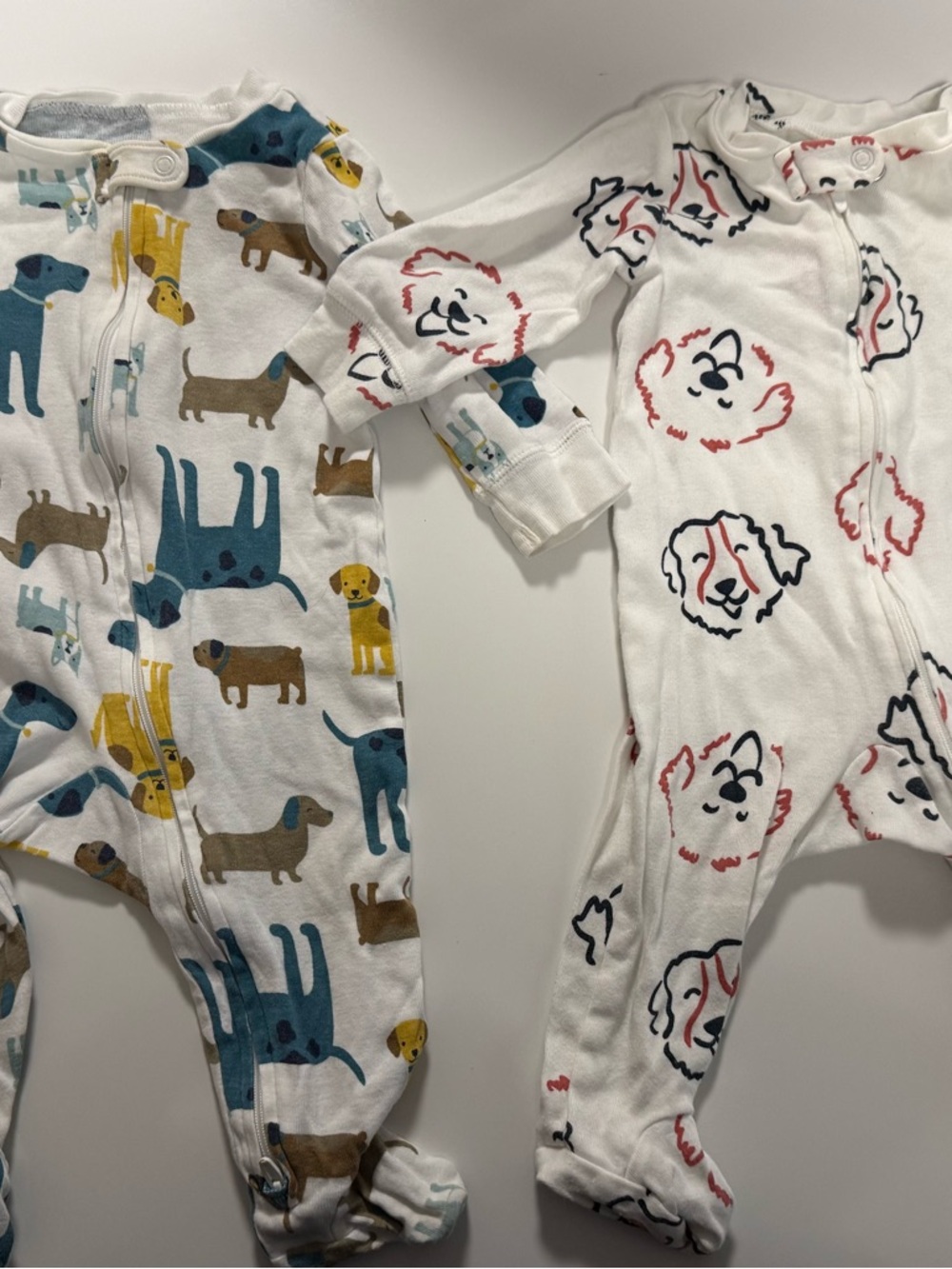 Carter's White Baby Footie Pajamas with Multicolor Dog Prints